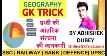 GK TRICK- प्रथ्वी की आंतरिक संरचना की जानकारी ( Gk Trick- Important Facts about Internal Structure of the Earth )