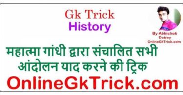 GK TRICK- महात्मा गाँधी के नेतृत्व मे शुरू किये गये आंदोलनो के नाम ( Gk Trick- The Movements Run by Mahatma Gandhi )