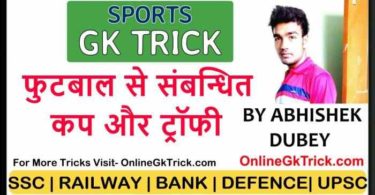 GK TRICK- फुटबाल खेल से संबंधित सभी कप और ट्राफियाँ ( Gk Trick- Football Cups & Trophy )